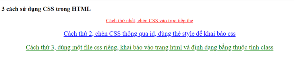 3 cách áp dụng CSS vào HTML